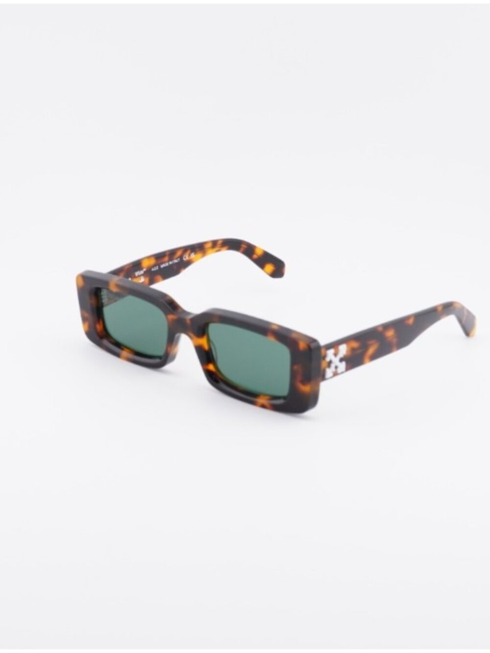 Off-White OERI016 ARTHUR 6455 Sunglasses Havana Rectangle Frame, Green Lenses